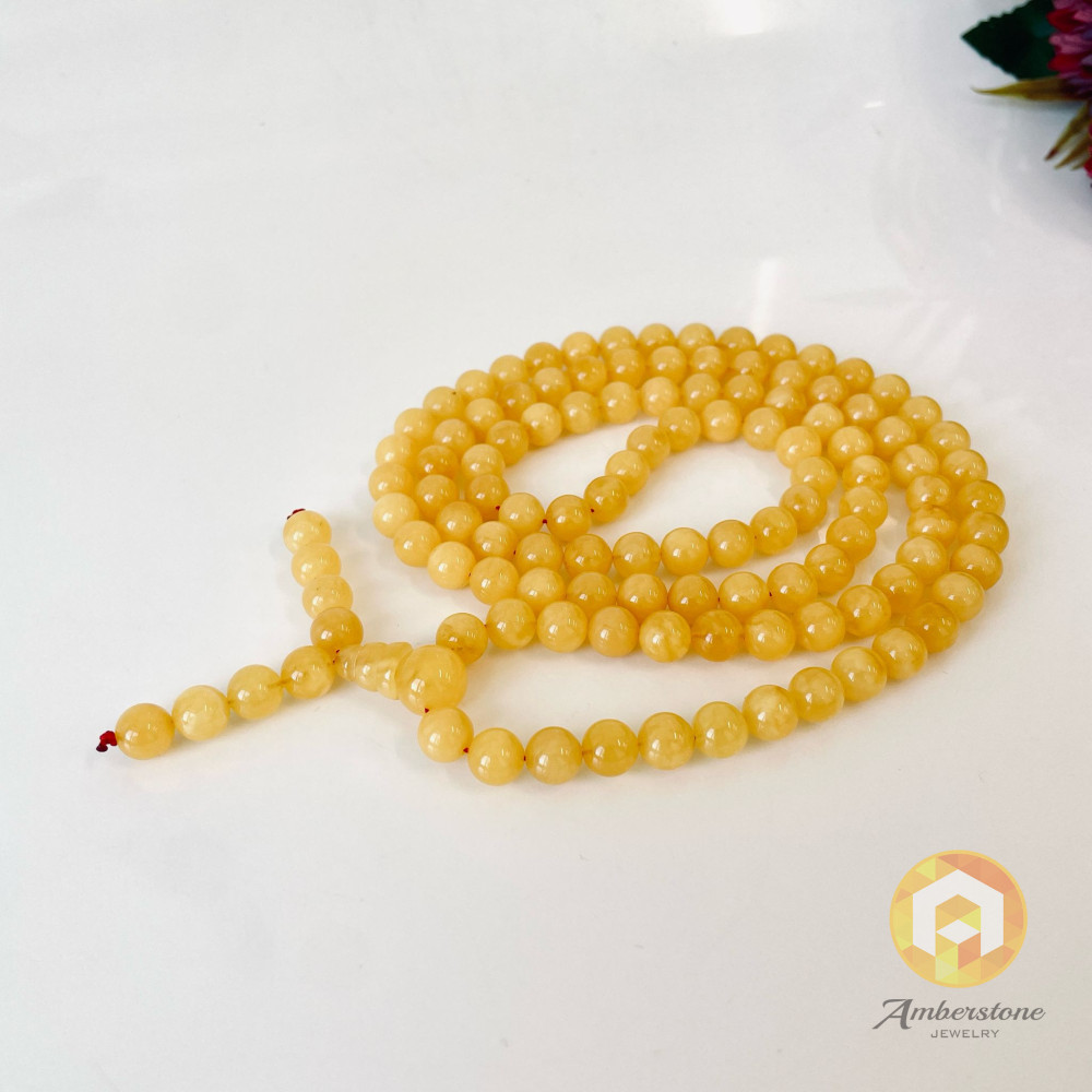 Yellow Baltic Amber Mala, Natural Amber Mala