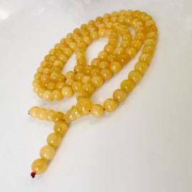 Milky White Color Baltic Amber Mala Rosary Buddhist Mila Beads 47 g 9 mm Prayer