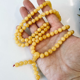 Milky White Color Baltic Amber Mala Rosary Buddhist Mila Beads 47 g 9 mm Prayer