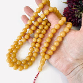 NEW Egg Yolk Baltic Amber Misbaha, 99 Round Beads Natural Amber Tasbih