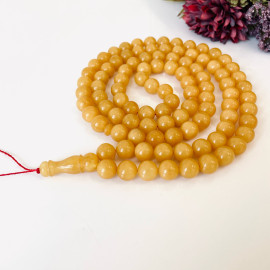 NEW Egg Yolk Baltic Amber Misbaha, 99 Round Beads Natural Amber Tasbih