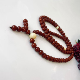Baltic Amber Buddhist Mala, Natural Amber Prayer Beads Old Brown Beads