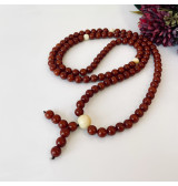 Baltic Amber Buddhist Mala, Natural Amber Prayer Beads Old Brown Beads