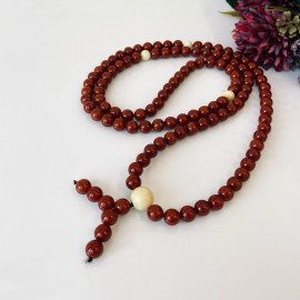 Baltic Amber Buddhist Mala, Natural Amber Prayer Beads Old Brown Beads