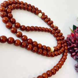 Baltic Amber Buddhist Mala, Natural Amber Prayer Beads Old Brown Beads