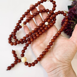 Baltic Amber Buddhist Mala, Natural Amber Prayer Beads Old Brown Beads