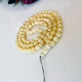 White Baltic Amber Prayer Beads, Genuine Natural Amber Rosary 7mm Tasbih
