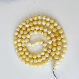 White Baltic Amber Prayer Beads, Genuine Natural Amber Rosary 7mm Tasbih