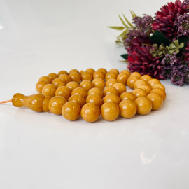 NEW Butterscotch Baltic Amber Misbaha, 45 Round Beads Natural Amber Tasbih