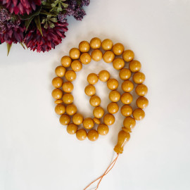 NEW Butterscotch Baltic Amber Misbaha, 45 Round Beads Natural Amber Tasbih