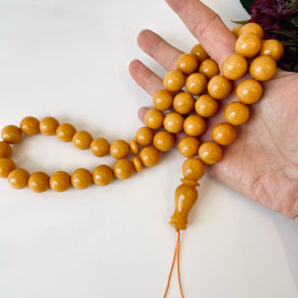 NEW Butterscotch Baltic Amber Misbaha, 45 Round Beads Natural Amber Tasbih