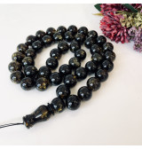 Green Black Amber Prayer Beads, Natural Baltic Amber, 18 mm