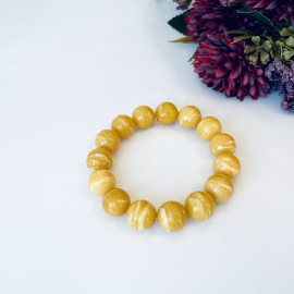 NEW Tiger Amber Bracelet made of Baltic Amber, Round Amber Beads