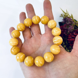 Tiger Amber Bracelet made of Baltic Amber, Round Amber Beads