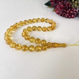 Light Cognac Amber Islamic Prayer Beads, Yellow Amber Rosary