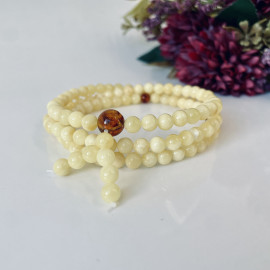 Yellow Natural Amber Mala Buddhist Prayer beads...