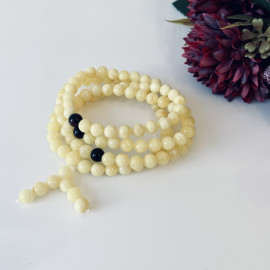 Yellow Natural Amber Mala Buddhist Prayer beads 5mm