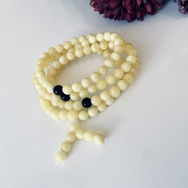 Yellow Natural Amber Mala Buddhist Prayer beads 5mm