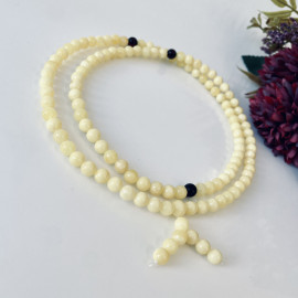 Yellow Natural Amber Mala Buddhist Prayer beads 5mm