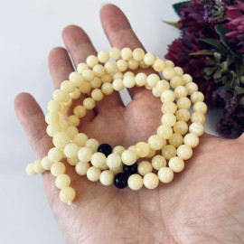 Yellow Natural Amber Mala Buddhist Prayer beads 5mm