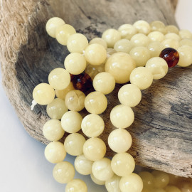 Yellow Natural Amber Mala Buddhist Prayer beads 5mm