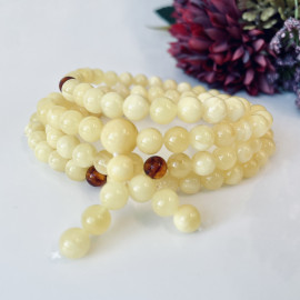 Yellow Natural Amber Mala Buddhist Prayer beads 5mm