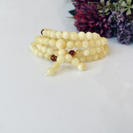 Yellow Natural Amber Mala Buddhist Prayer beads 5mm