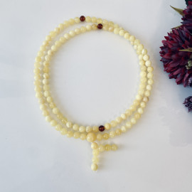 Yellow Natural Amber Mala Buddhist Prayer beads 5mm