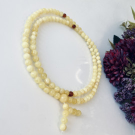 Yellow Natural Amber Mala Buddhist Prayer beads 5mm