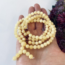 Yellow Natural Amber Mala Buddhist Prayer beads 5mm