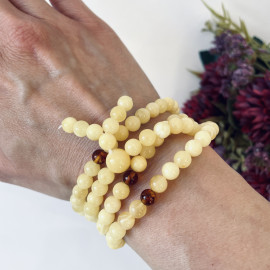 Yellow Natural Amber Mala Buddhist Prayer beads 5mm
