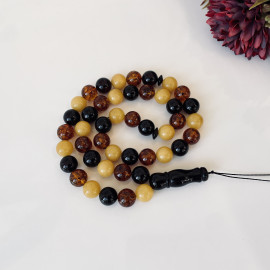 🎥 Multicolor Baltic Amber Tespih, 45 Beads Natural Amber Misbaha
