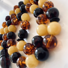 🎥 Multicolor Baltic Amber Tespih, 45 Beads Natural Amber Misbaha