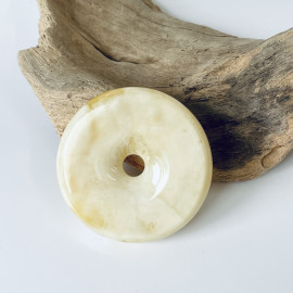 Unique Baltic Amber Milky White Donut Pendant