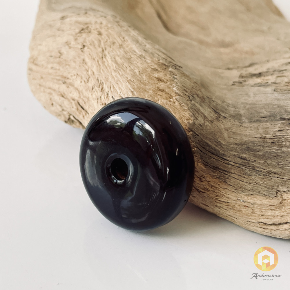 Small Cherry Amber Donut Pendant, Natural Baltic Amber