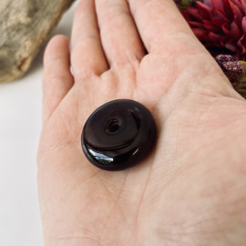 Small Cherry Amber Donut Pendant, Natural Baltic Amber