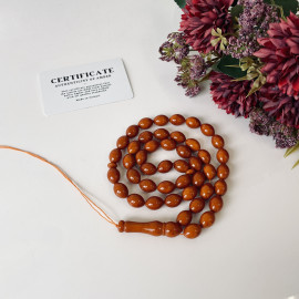 🎥 Vintage Brown Islamic Prayer Beads, 45 Olive Beads Baltic Amber Tasbih