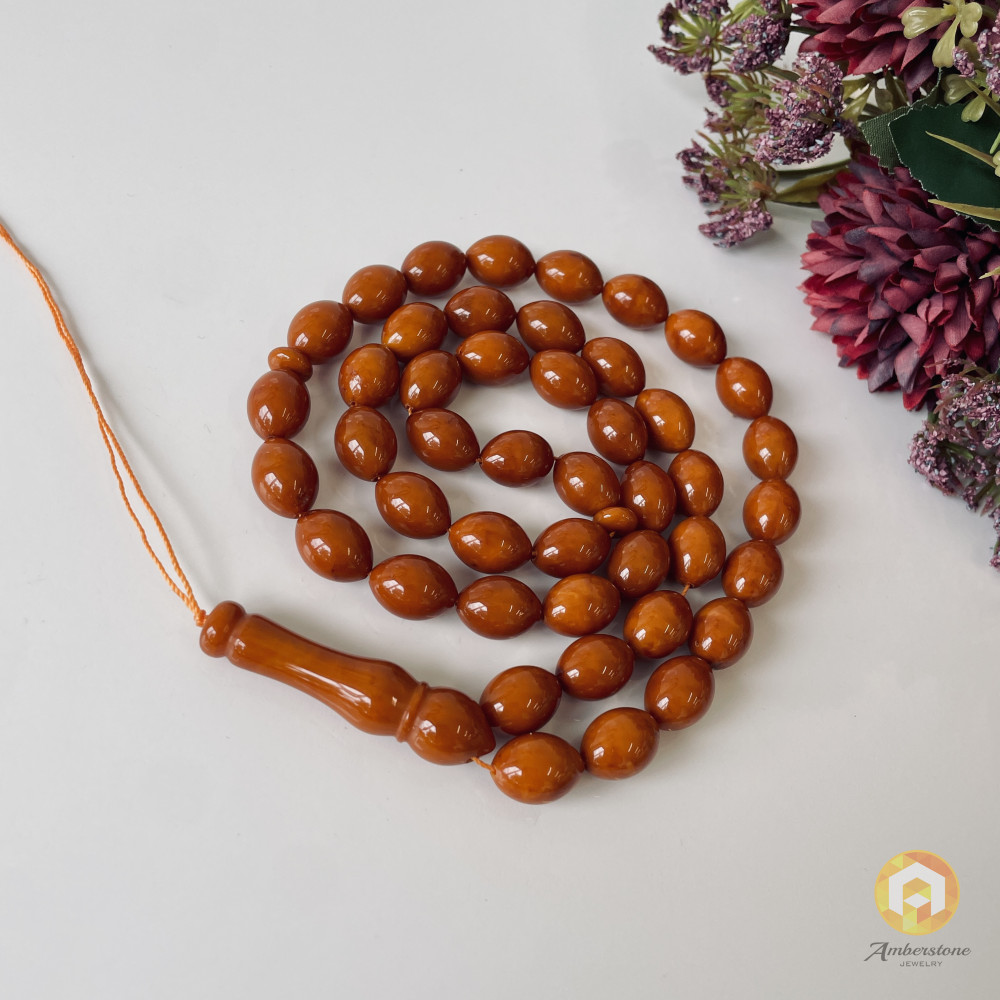 Vintage Brown Islamic Prayer Beads, 45 Olive Beads
