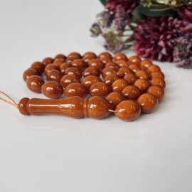 🎥 Vintage Brown Islamic Prayer Beads, 45 Olive Beads Baltic Amber Tasbih