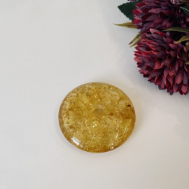 Yellow Baltic Amber Donut Pendant, Light Cognac Amber with Inclusion