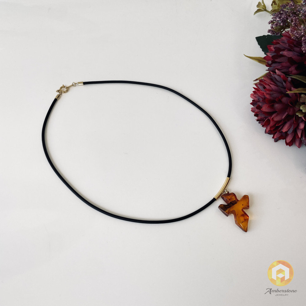 Premium Quality Genuine Baltic Amber Donut Pendant in Yellow Tiger
