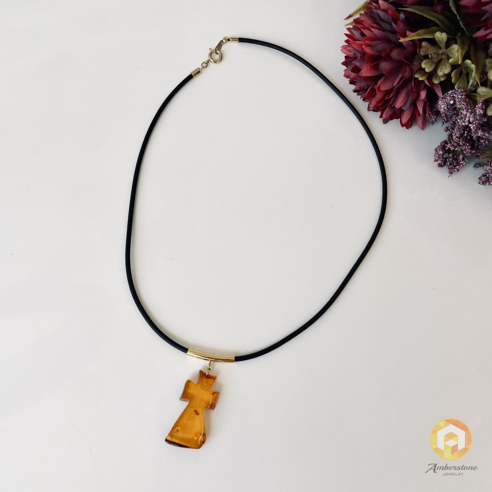 Premium Quality Genuine Baltic Amber Donut Pendant in Yellow Tiger
