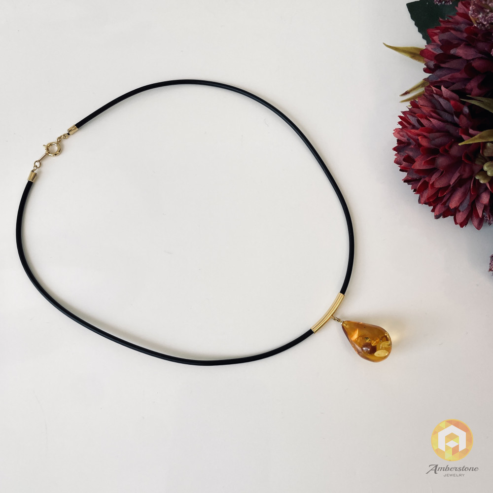 Premium Quality Genuine Baltic Amber Donut Pendant in Yellow Tiger