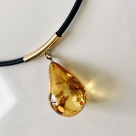 Premium Quality Genuine Baltic Amber Donut Pendant in Yellow Tiger