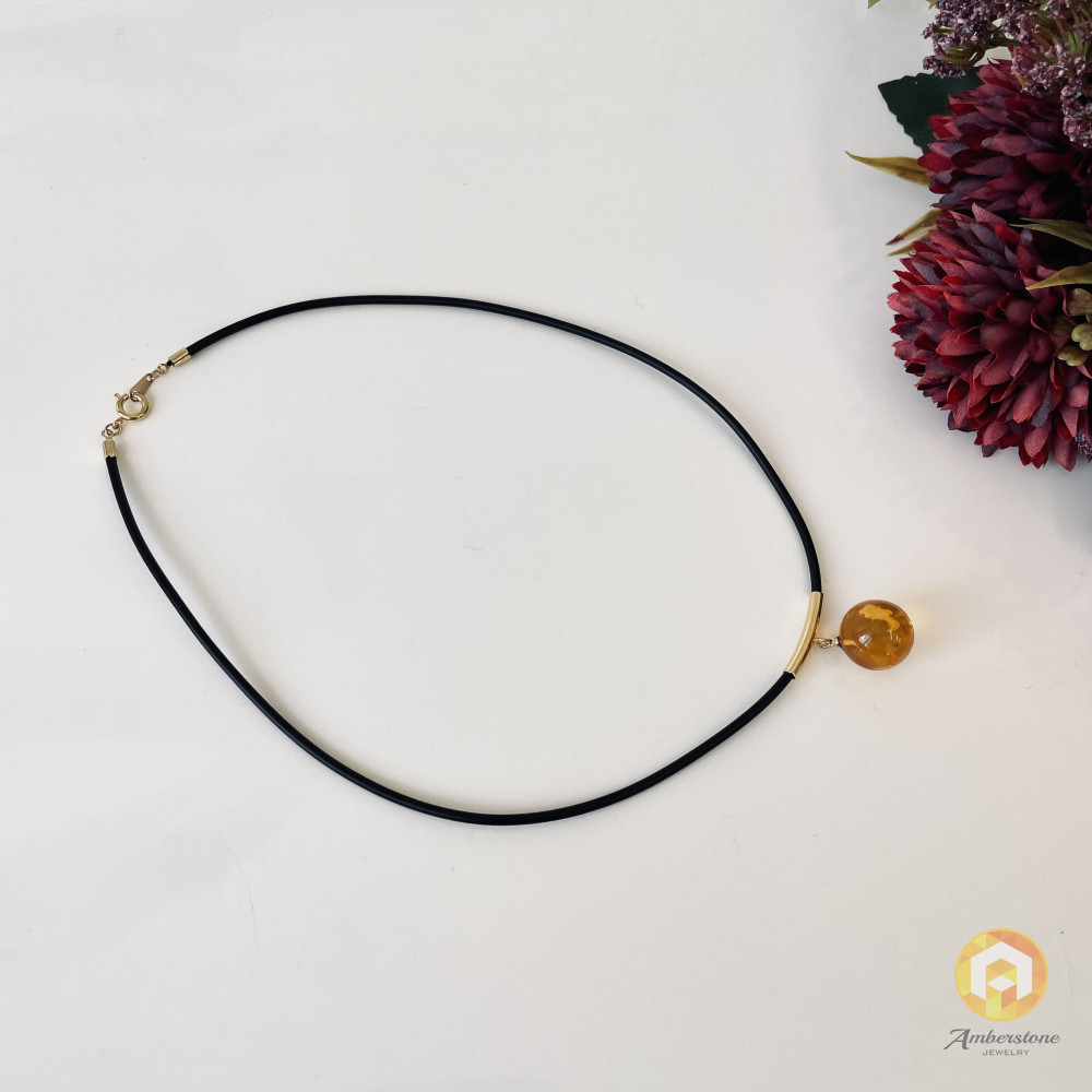 Premium Quality Genuine Baltic Amber Donut Pendant in Yellow Tiger
