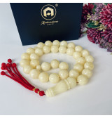 Natural White Cludy Amber Tasbih, White Baltic Amber Misbaha
