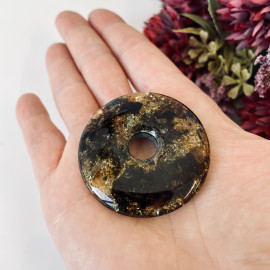 Premium Quality Genuine Baltic Amber Donut Pendant in Yellow Tiger