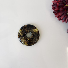 Premium Quality Genuine Baltic Amber Donut Pendant in Yellow Tiger