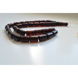 Red Cherry color Baltic Amber Islamic Prayer Beads 80 grams 19 x 3 mm rosary Muslim Rosary مسبحة, Barrel Beads, 33 beads