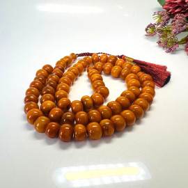 Old German Amber Islamic Prayer Beads, Natural Baltic Amber Tasbih, Vintage Orange Misbaha